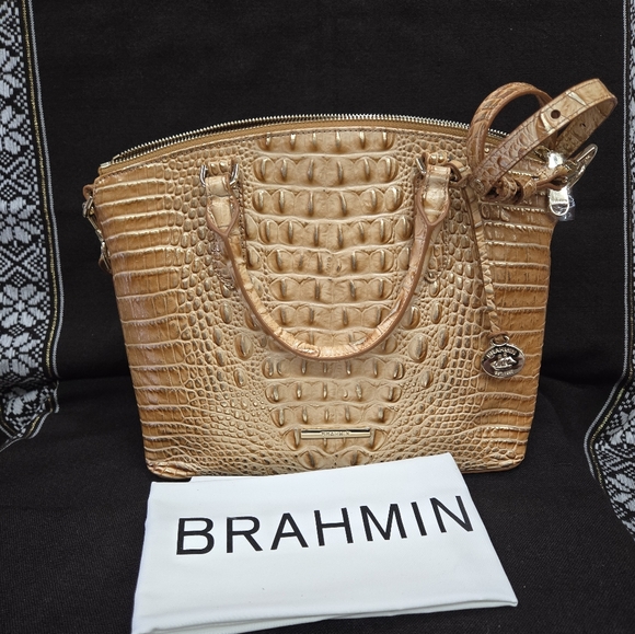 Brahmin Handbags - NWT Brahmin honey brown Melbourne, Crocodile-Embossed Duxbury Satchel Bag